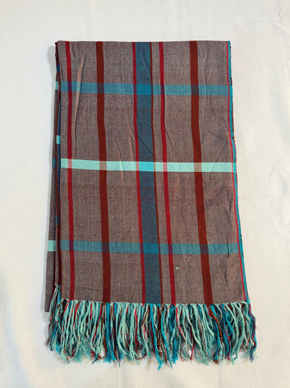 BAMBOO & Cotton Throw-Maroon & Blue