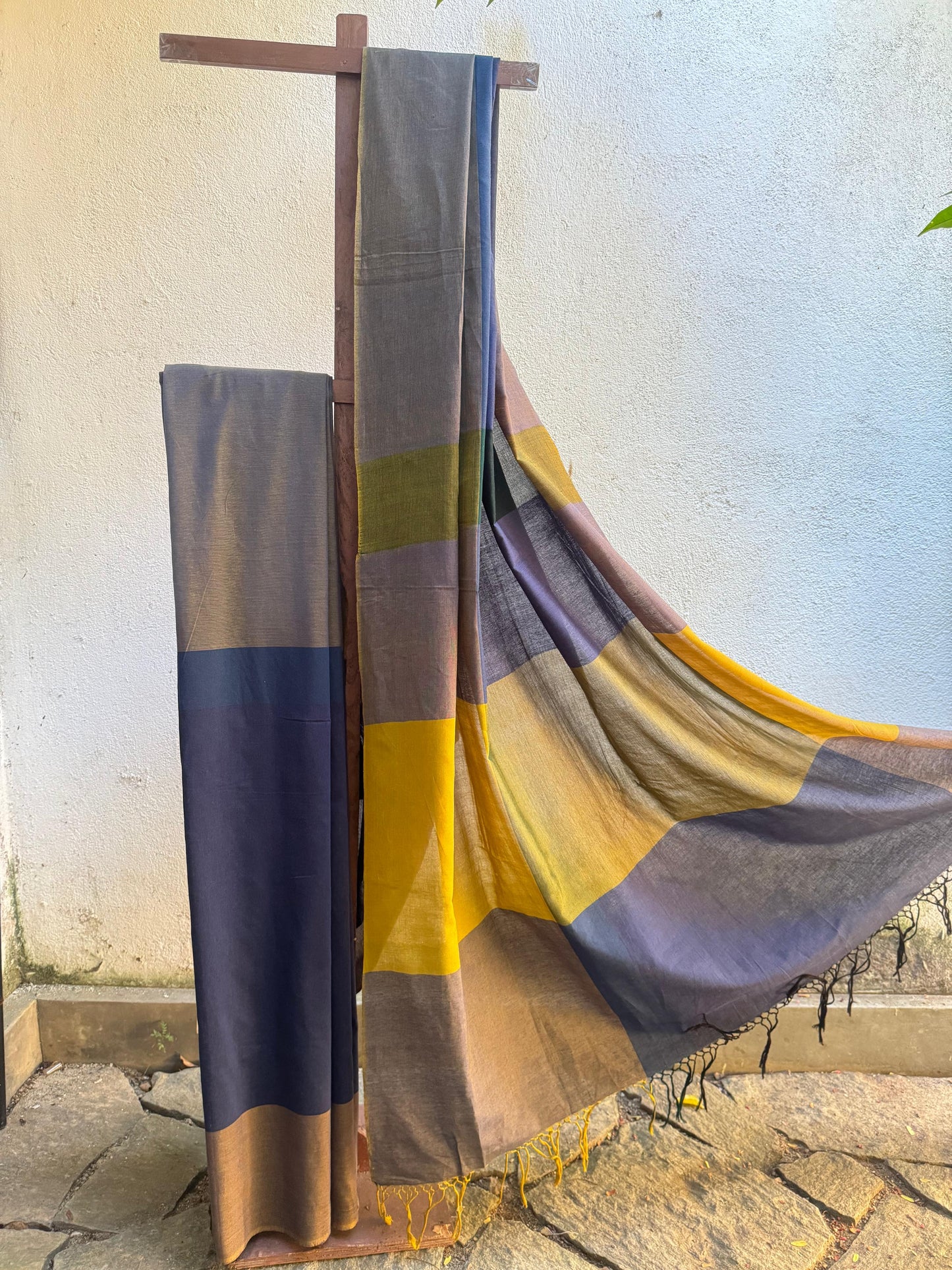 Saree - Mustard & Midnightblue