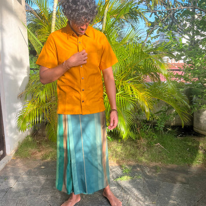 Sarong - Forest green with mustard stripes