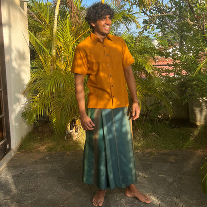 Sarong - Forest green with mustard stripes