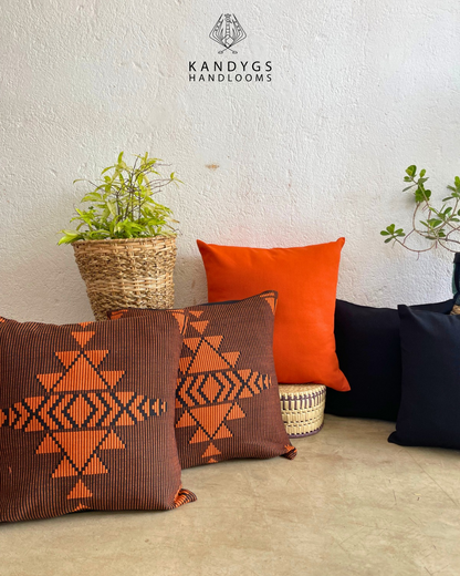 Dumbara Cushion Cover Orange & Black– (18" X 18")