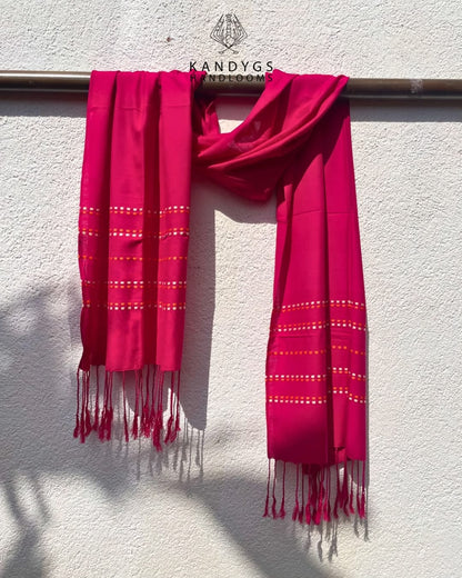 Shawl - Hot Pink With Beige & orange Check
