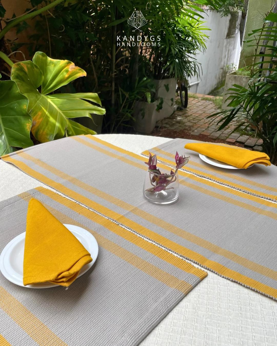 Table Runner -Grey With Yellow