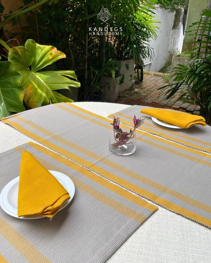 Table Runner -Grey With Yellow