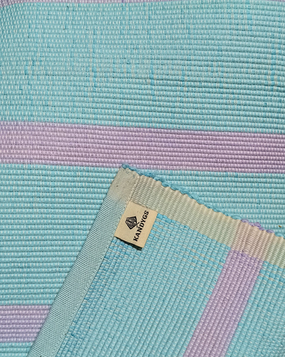 Floor rug - Baby blue with purple stripes