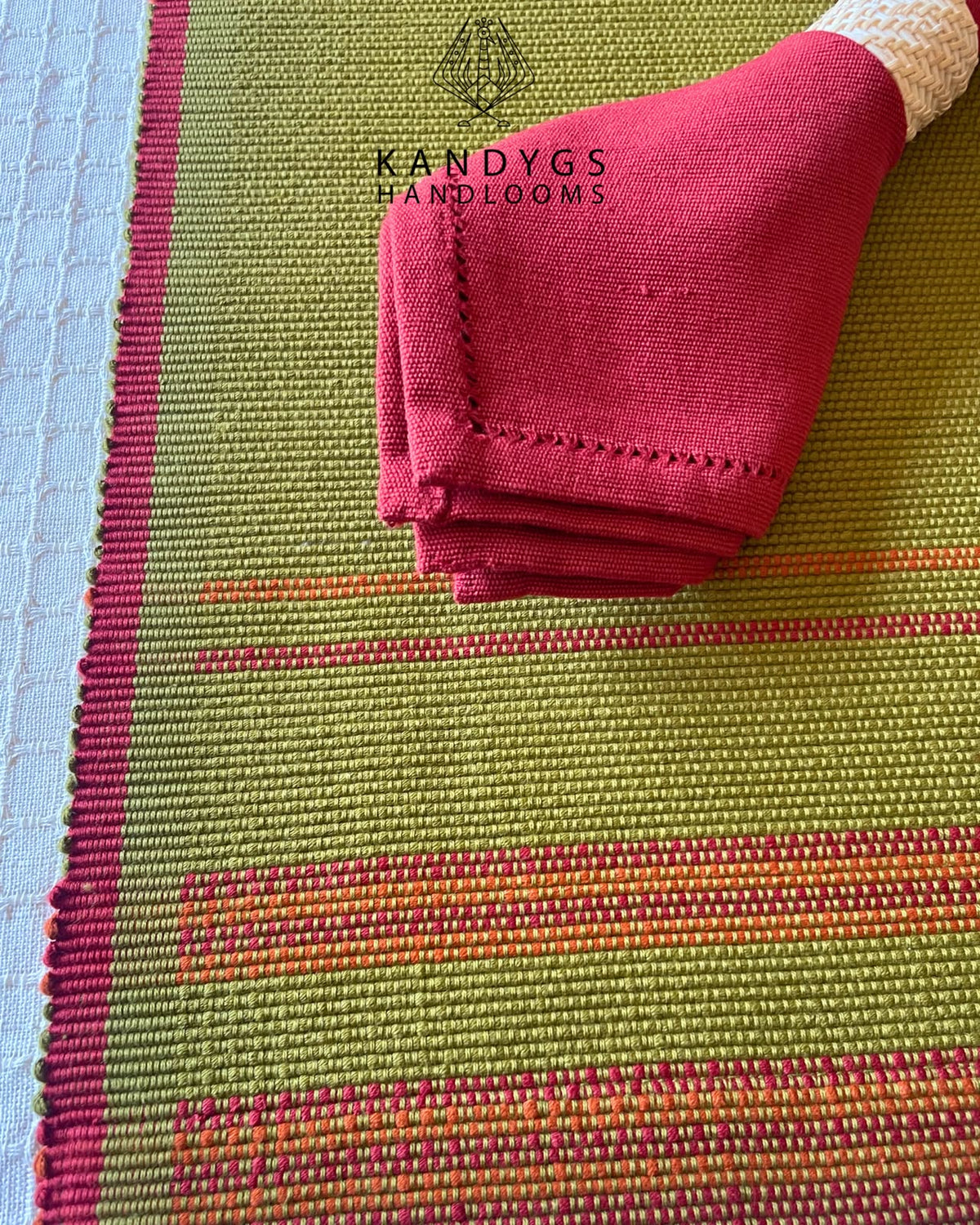 Table Mat - Olive Green and Red