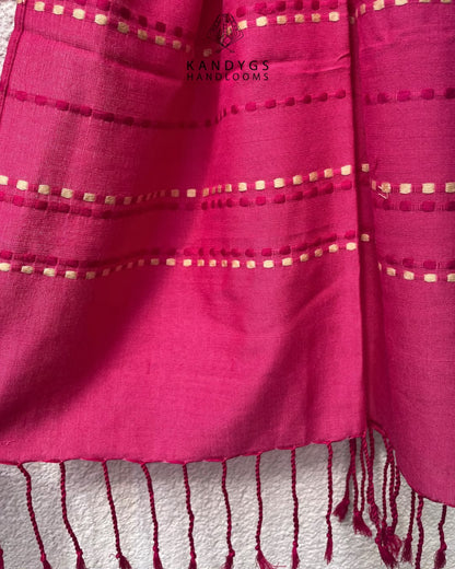 Shawl - Hot Pink With Beige & Pink Check