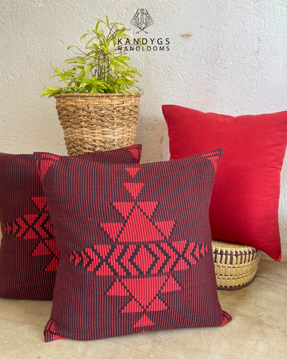 Dumbara Cushion Cover Red & Black– (18" X 18")