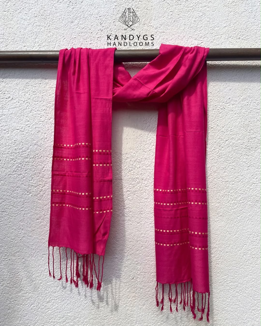 Shawl - Hot Pink With Beige & Pink Check