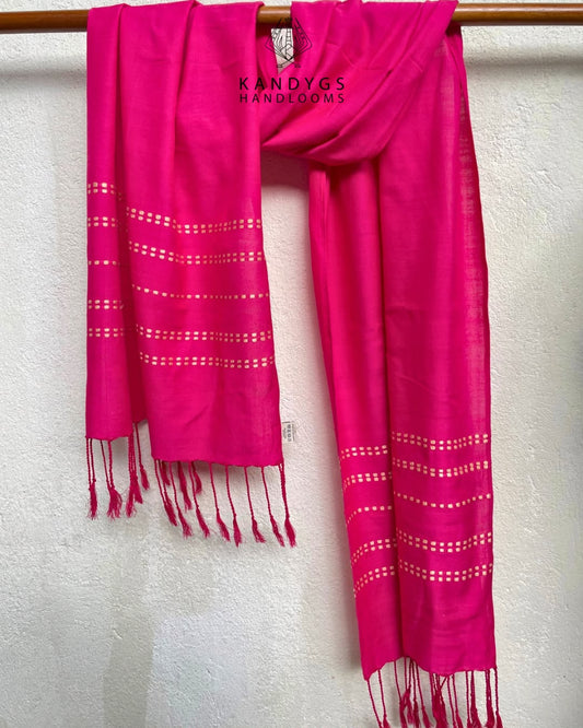Shawl - Hot Pink With Beige Check