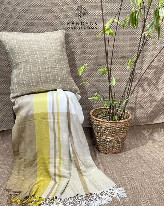 Designer Cushion Cover(DHF) - Mint Green & Baby Pink with White Stripes (18" X 18")