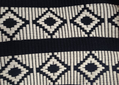 Dumbara Cushion Cover - Black & White Diamond 02 stripes  (16" X 16")