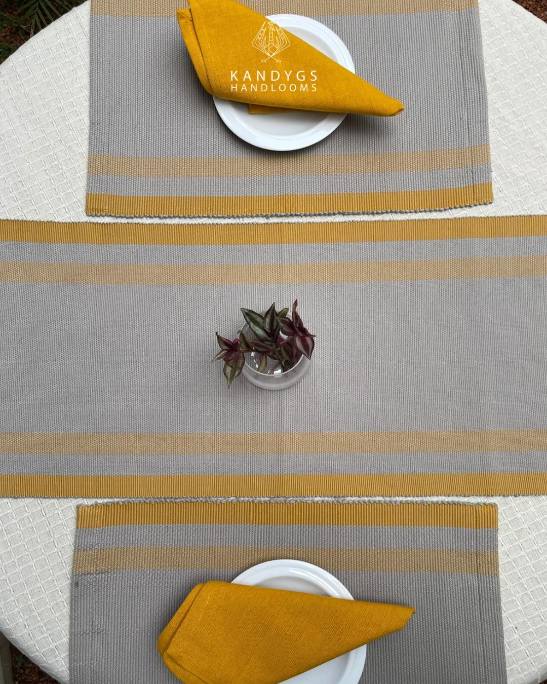 Table Runner -Grey With Yellow