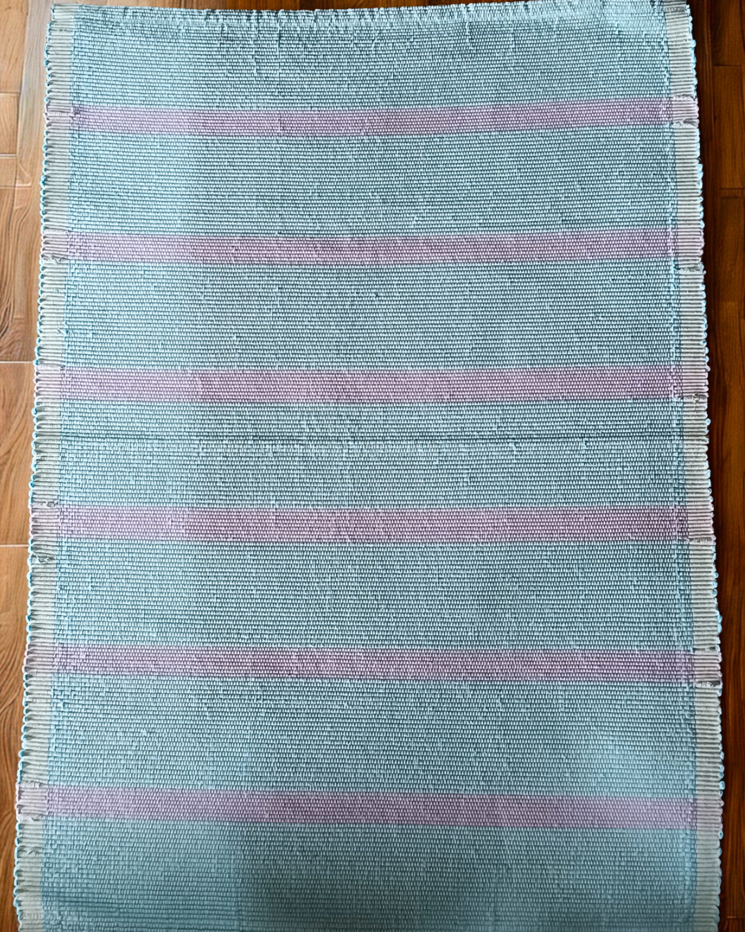 Floor rug - Baby blue with purple stripes