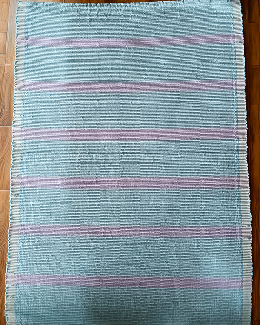 Floor rug - Baby blue with purple stripes