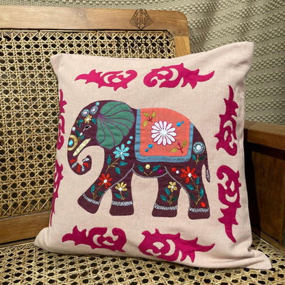 Embroidered Elephant Cushion cover 18x18