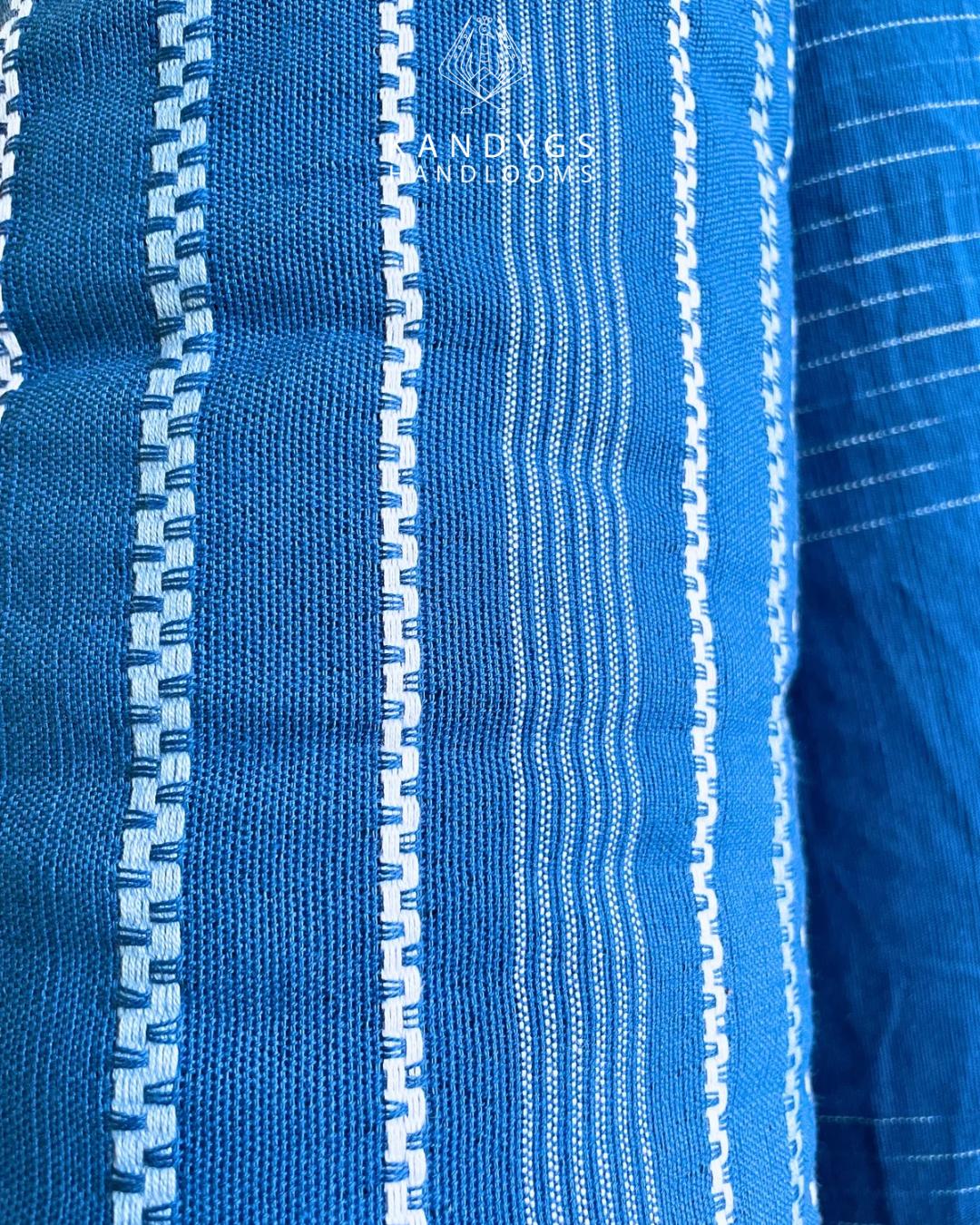 Blue with white lines Fabric