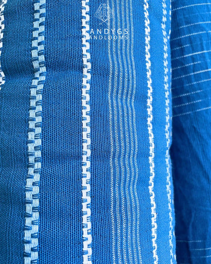 Blue with white lines Fabric