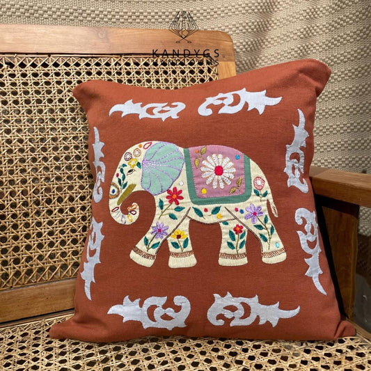 Embroidered Elephant Cushion cover 18x18