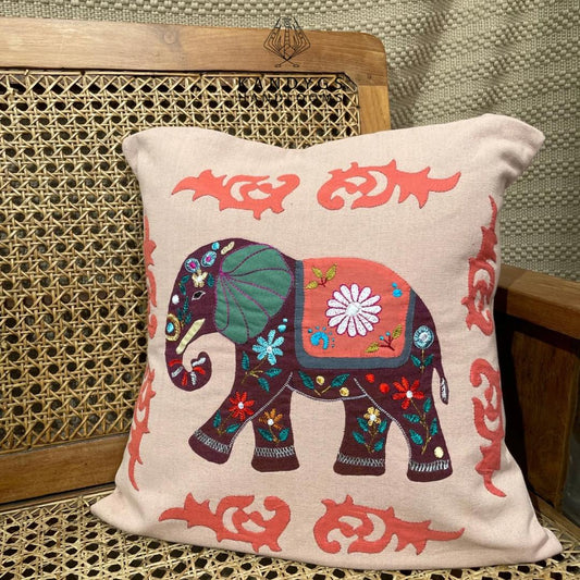 Embroidered Elephant Cushion cover 18x18