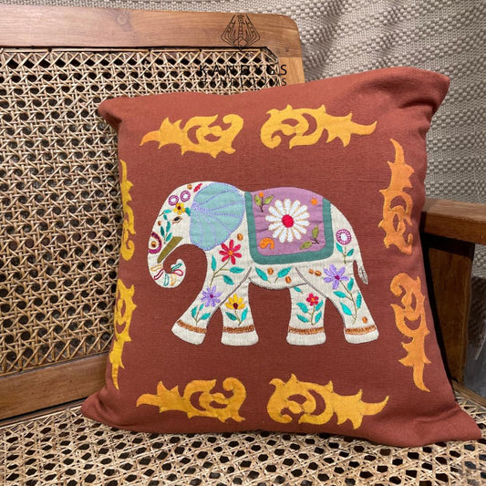 Embroidered Elephant Cushion cover 18x18