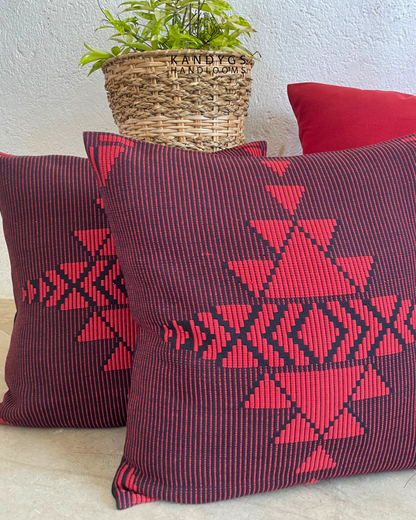 Dumbara Cushion Cover Red & Black– (18" X 18")