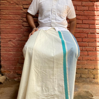 Sarong - Off White with Blue stripes