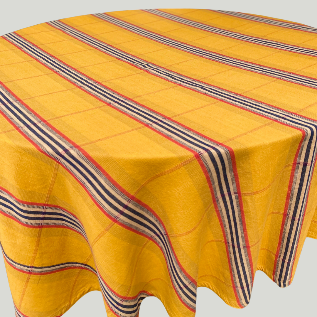 Round table - Mustard stripes ( 6 seater - 72Q )